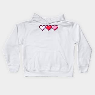 Valentines Hearts Pixel Art Kids Hoodie